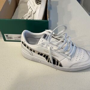 Puma White Sneakers with Black Animal Print